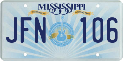 MS license plate JFN106