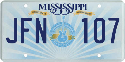 MS license plate JFN107