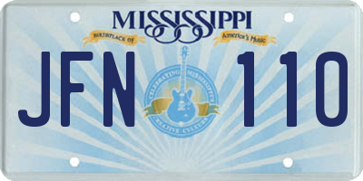 MS license plate JFN110