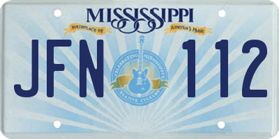MS license plate JFN112