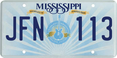 MS license plate JFN113