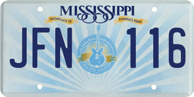 MS license plate JFN116