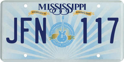 MS license plate JFN117