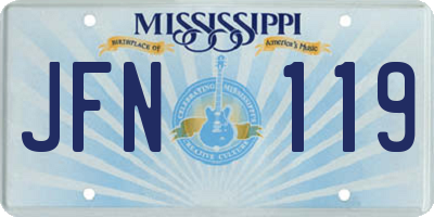 MS license plate JFN119