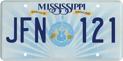 MS license plate JFN121