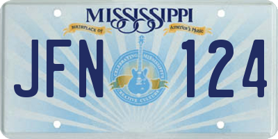 MS license plate JFN124