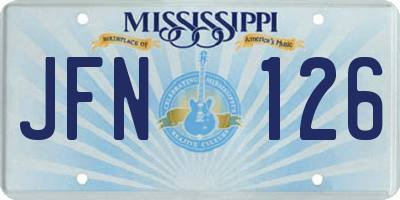 MS license plate JFN126