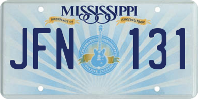 MS license plate JFN131