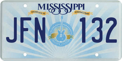 MS license plate JFN132