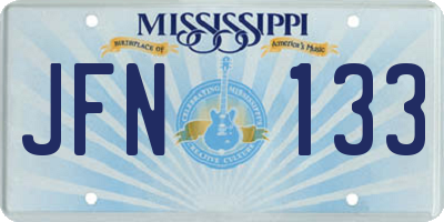 MS license plate JFN133