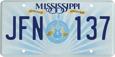 MS license plate JFN137