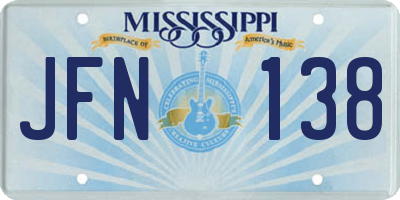 MS license plate JFN138