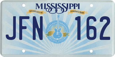 MS license plate JFN162