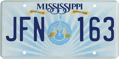 MS license plate JFN163
