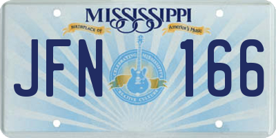 MS license plate JFN166