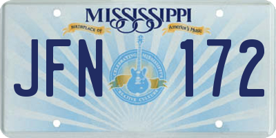MS license plate JFN172