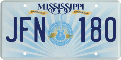 MS license plate JFN180