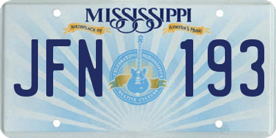MS license plate JFN193