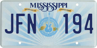 MS license plate JFN194