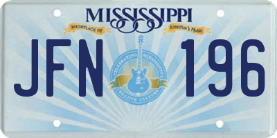 MS license plate JFN196