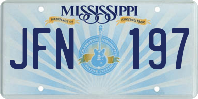 MS license plate JFN197