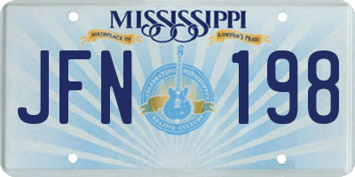 MS license plate JFN198