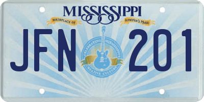 MS license plate JFN201