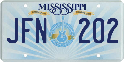 MS license plate JFN202