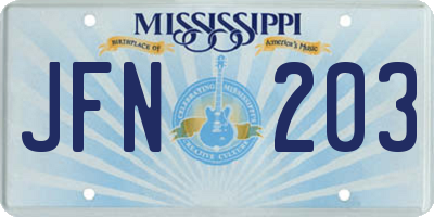 MS license plate JFN203