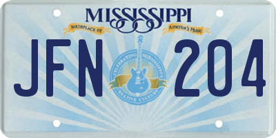 MS license plate JFN204