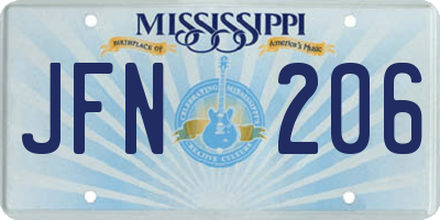 MS license plate JFN206