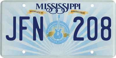 MS license plate JFN208