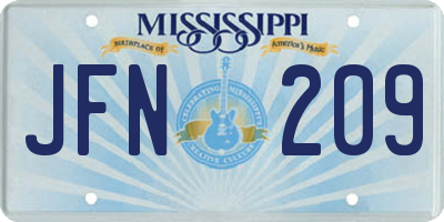 MS license plate JFN209
