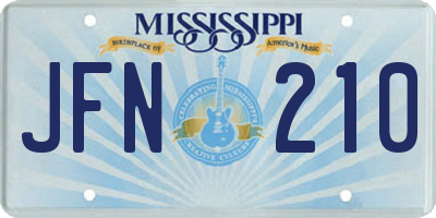 MS license plate JFN210