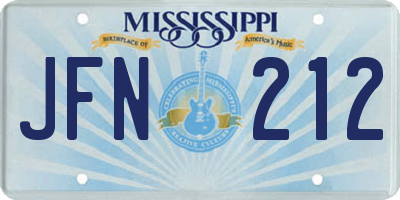 MS license plate JFN212
