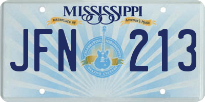 MS license plate JFN213