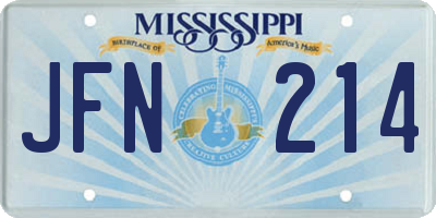 MS license plate JFN214