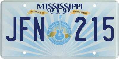 MS license plate JFN215