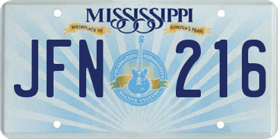MS license plate JFN216