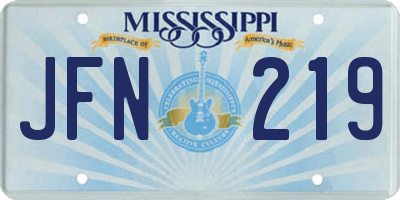 MS license plate JFN219