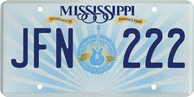 MS license plate JFN222