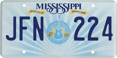 MS license plate JFN224