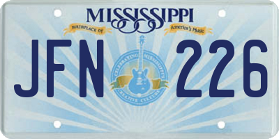 MS license plate JFN226
