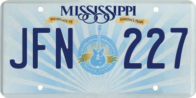 MS license plate JFN227