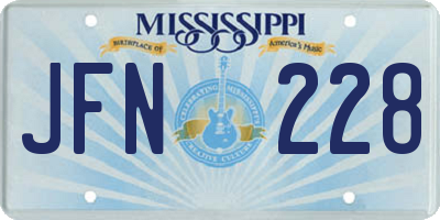 MS license plate JFN228