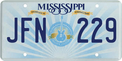 MS license plate JFN229