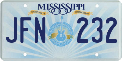 MS license plate JFN232