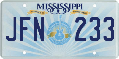 MS license plate JFN233