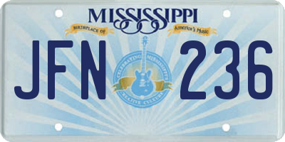 MS license plate JFN236