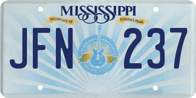MS license plate JFN237